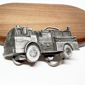 Vintage 1979 Breitenbachs Pewter Firetruck Belt Buckle